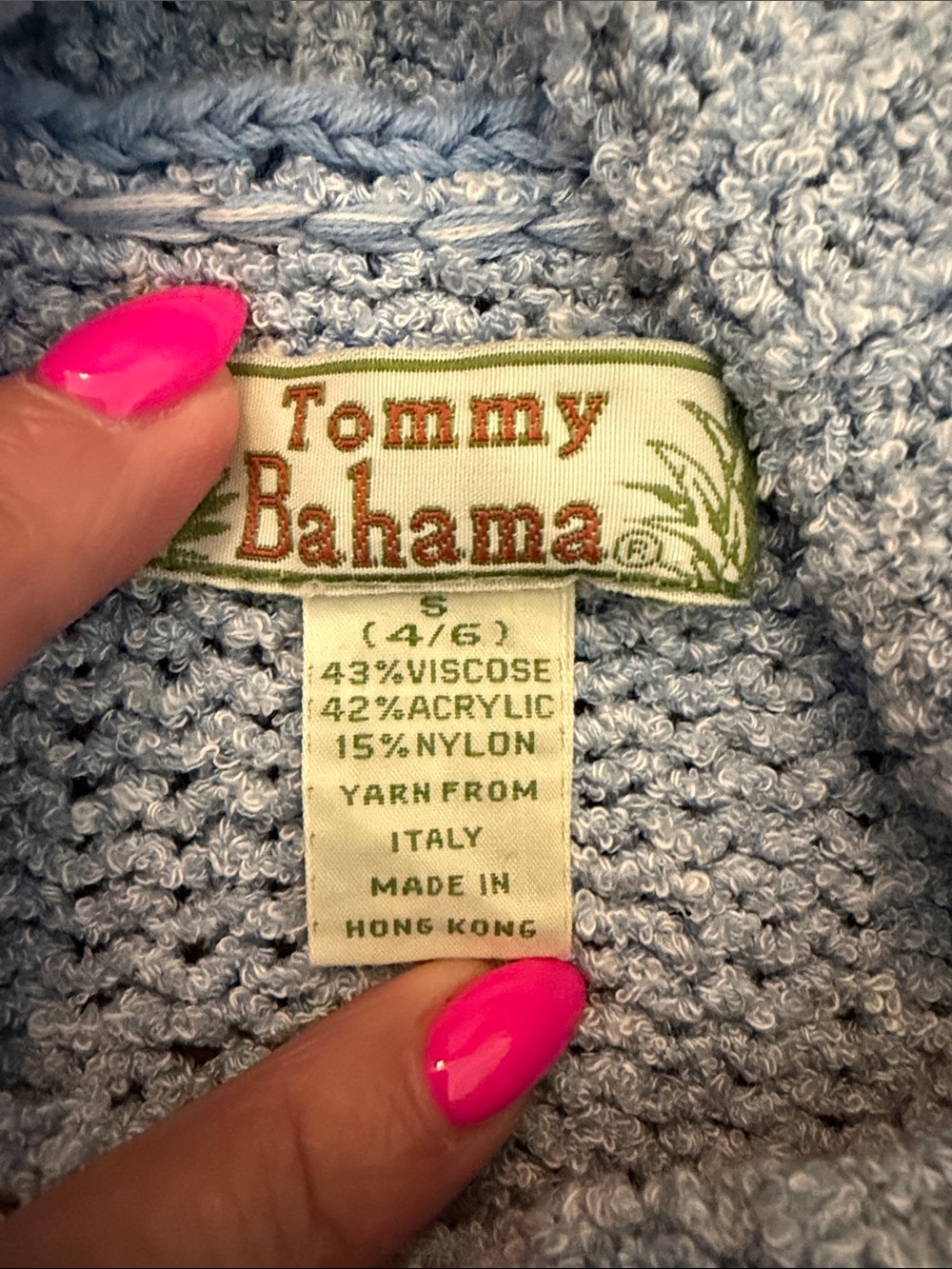 Vintage Tommy Bahama Blue Boucle Cowl Neck Sweater Vest Tank Top Size S - Picture 3 of 6